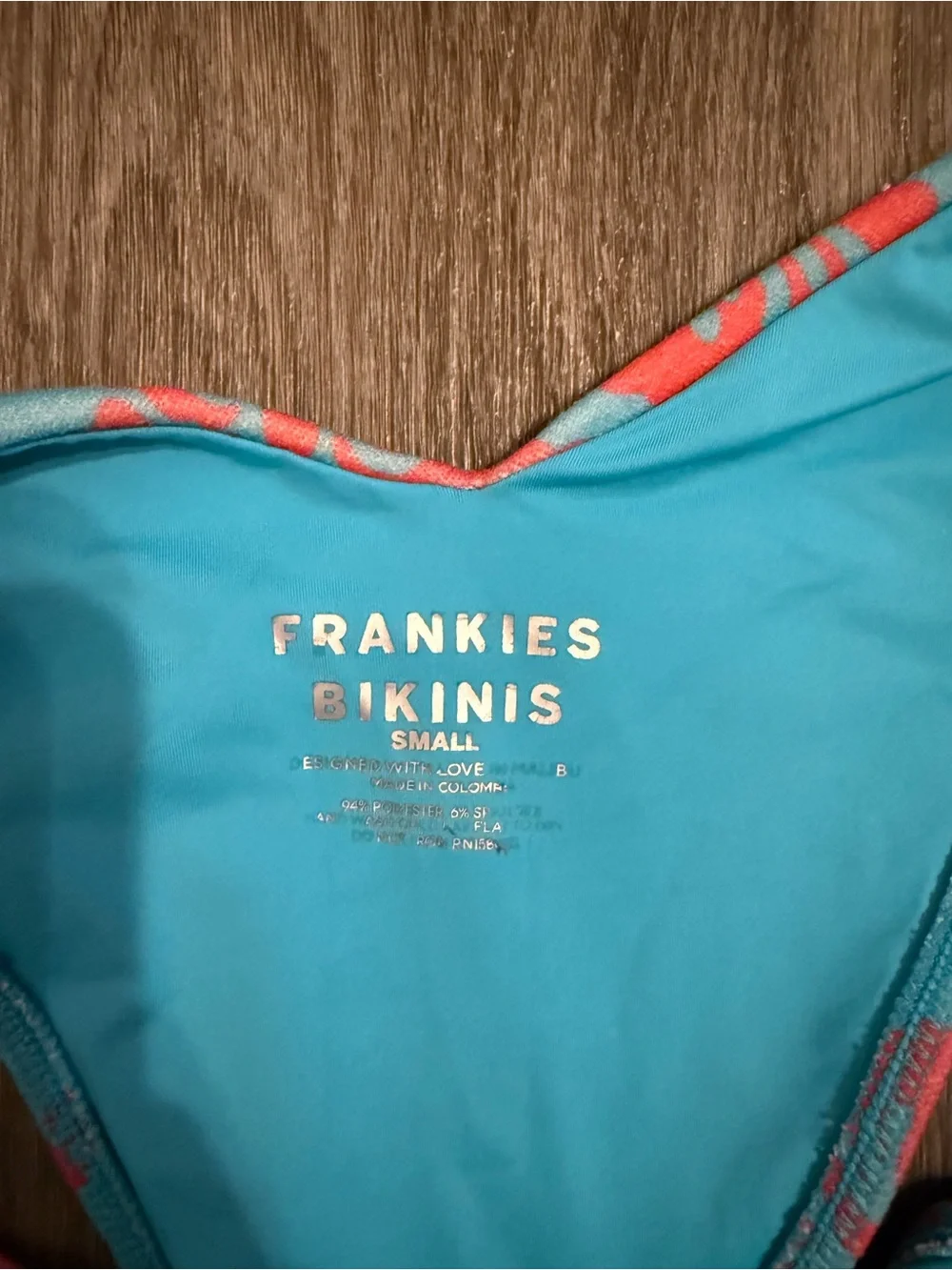 Frankie's Bikinis Turquoise & Coral Floral V-Cut Bikini Bottom